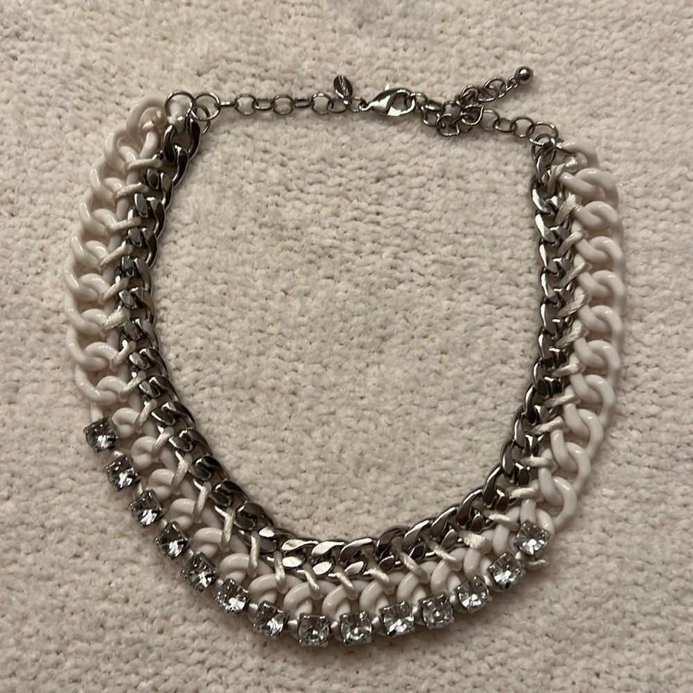 Express over sized white with rhinestones necklace